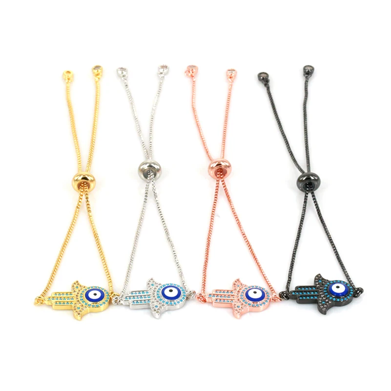 

Dankaishi Men Bracelet CZ Blue Eye Charm Adjustable Link Chain Women Bracelets & Bangles for Fashion Jewelry