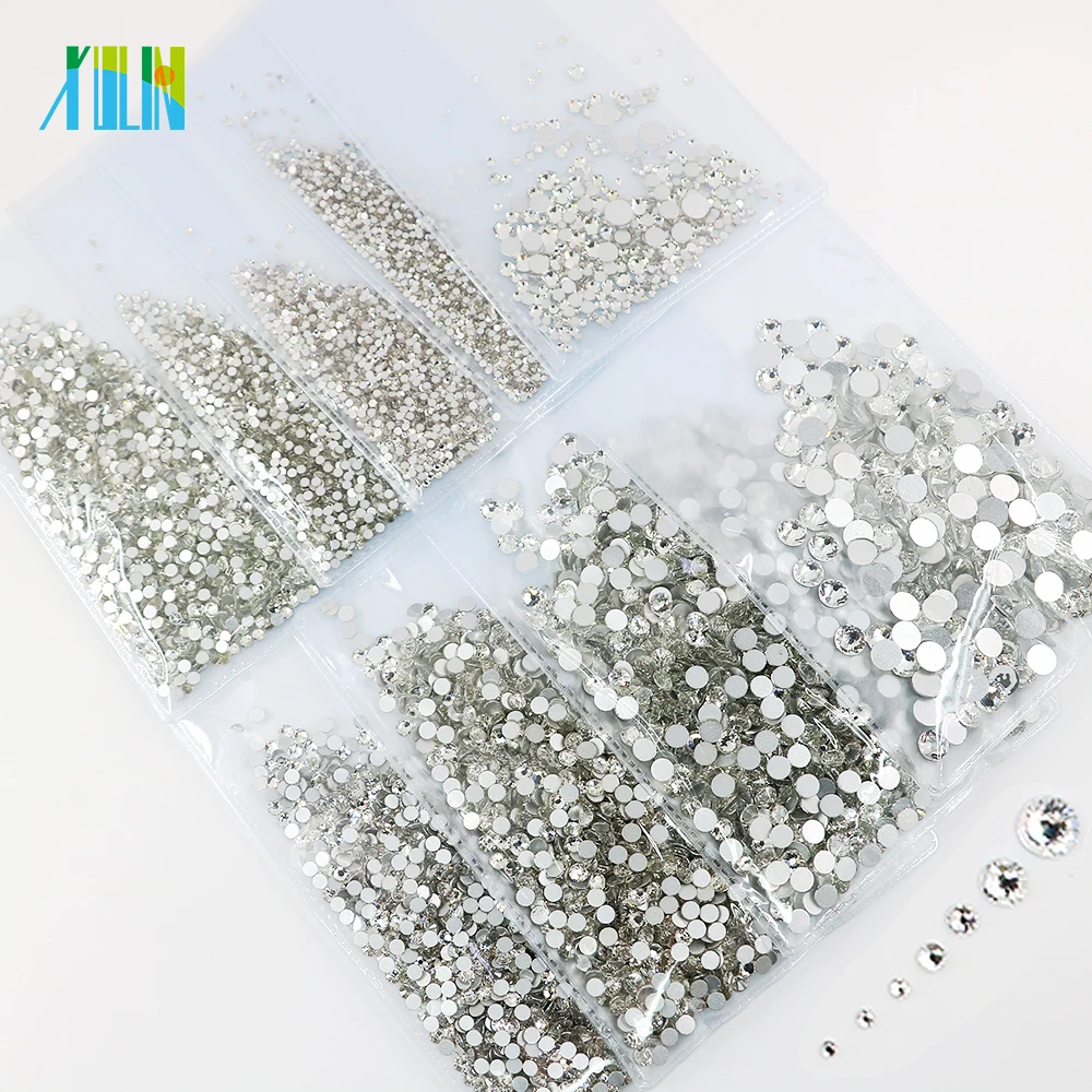 

All Size 3D Clear Rhinestones for nail art Design Mix size Crystals non hotfix rhinestones Nail Decoration Manicure accessor