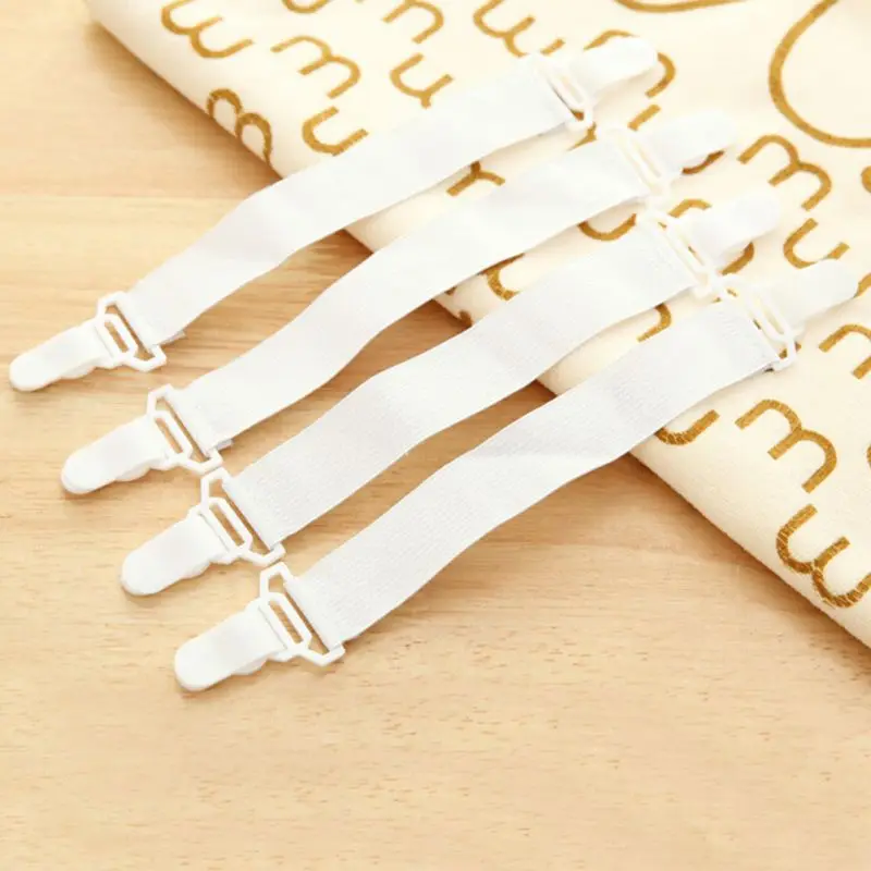 

4Pcs/set Elastic Bed Sheet Mattress Cover Blankets Grippers Clip Holder Fasteners Set Home Textiles White Fasteners With Hook