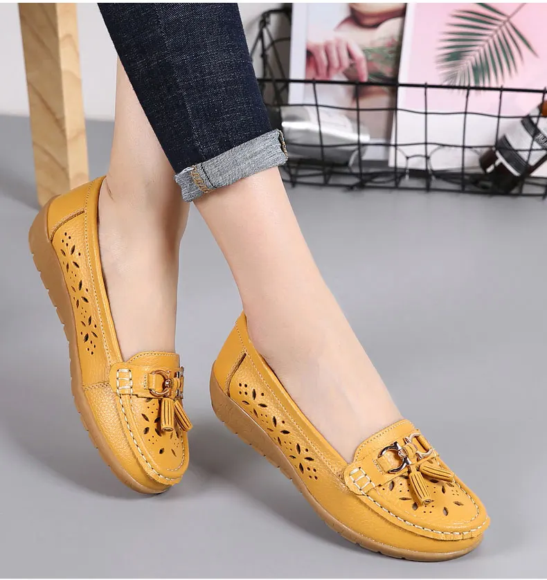 Casual shoes flats female fashion women summer genuine leather slip on women shoes loafers solid comfortable shoes woman