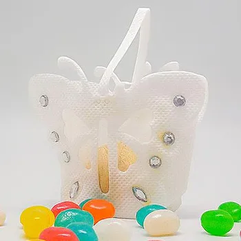 

free shipping white non-woven fabrics buttlefly shaped white party favor bags 108pcs/lot , LV162
