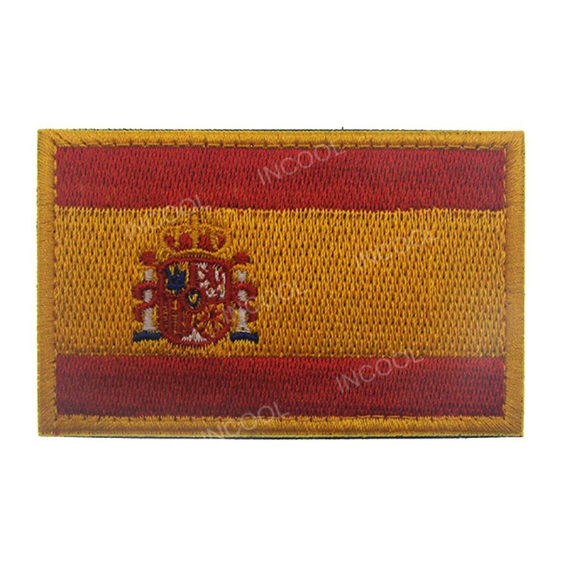 Вышивка патч Испанский флаг патч армейский крюк и липучка тактический для поддержания боевого духа нашивки эмблема аппликации эмблемы с вышивкой - Цвет: Embroidery Yellow