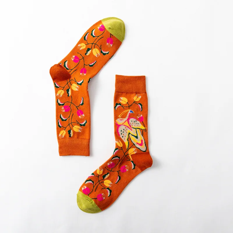 Moda sockmark/мужские Носки с рисунком собаки осьминога, цветов, растений, Kawaii, забавные счастливые носки, повседневные женские хлопковые чулки, для катания на коньках, Harajuku