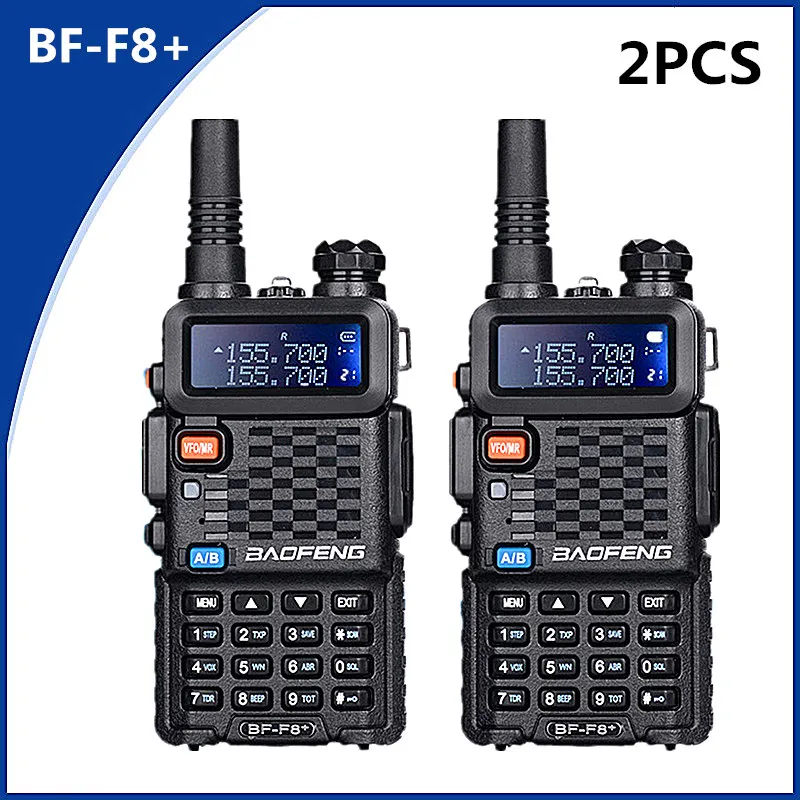 

2PCS Baofeng BF-F8+ UHF/VHF Walkie Talkie 10KM With PTT Earphone Portable Handheld Hotel CB Car Radio Station Ham HF Transceiver