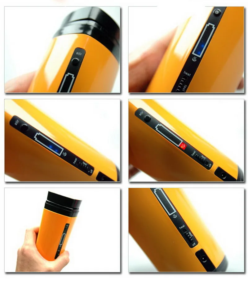  Novedad batería recargable carga USB alimentación Drinkware café Mezcla taza de té calentador de ta