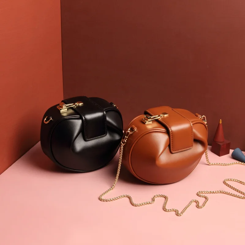 

JIULINAutumn and Summer 2019 New Retro Genuine Leather Female Bag Small Wonton Wonton Pack Chain Mini Handbag
