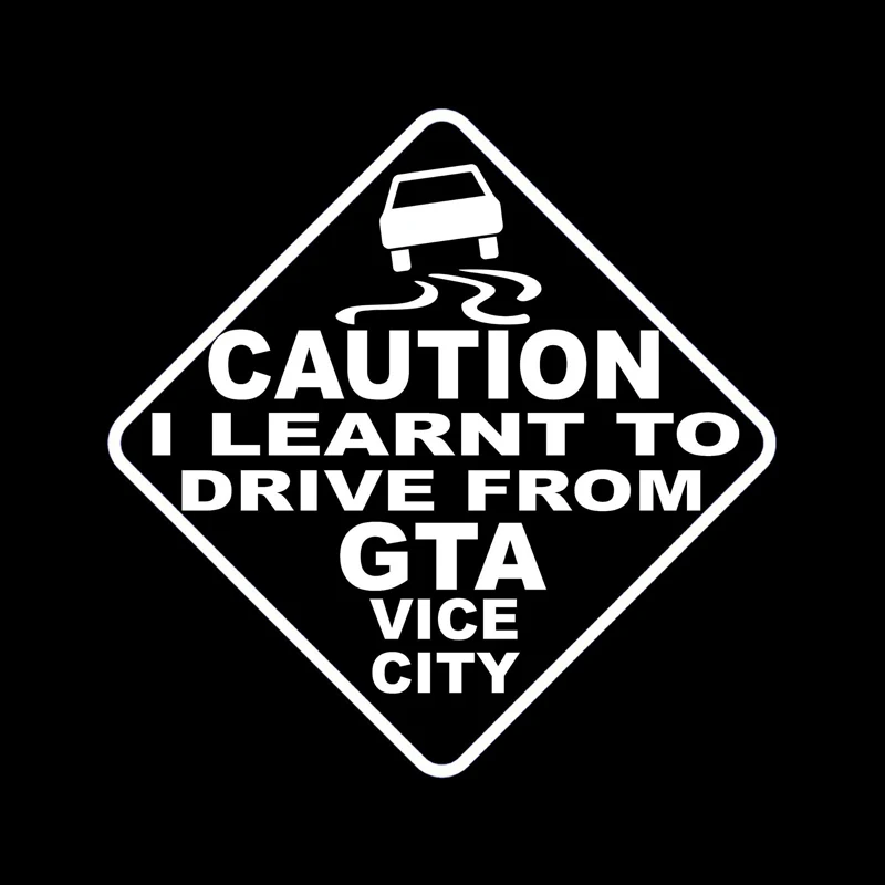 YJZT 15,2 см* 15,2 см внимание, я учусь водить машину из GTA vicis CITY Наклейка Виниловая наклейка для автомобиля черный/серебристый C10-01941