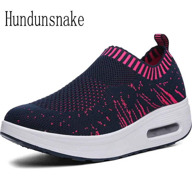 

Hundunsnake Knitted Sock Sneakers Platform Women Barefoot Shoe Ladies Shoe Sport Female Krasovki 2018 Running Shoes Gumshoe T206