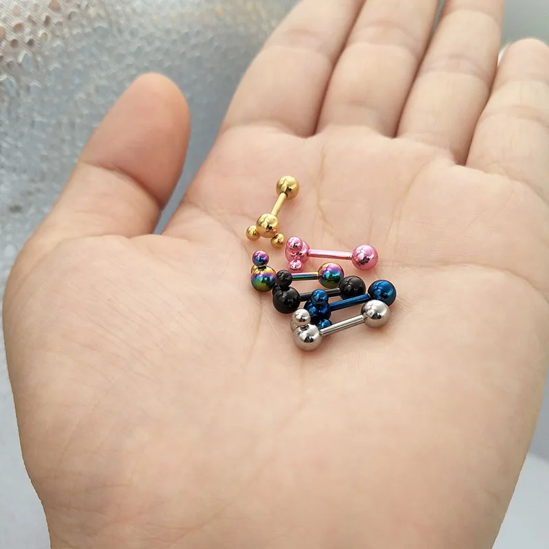 2Pcs 1.2*6mm Surgical Steel Cartilage Piercing Ear Stud Tragus Helix Bar Top Upper Labret Lip Ring Body Jewelry - Image 5