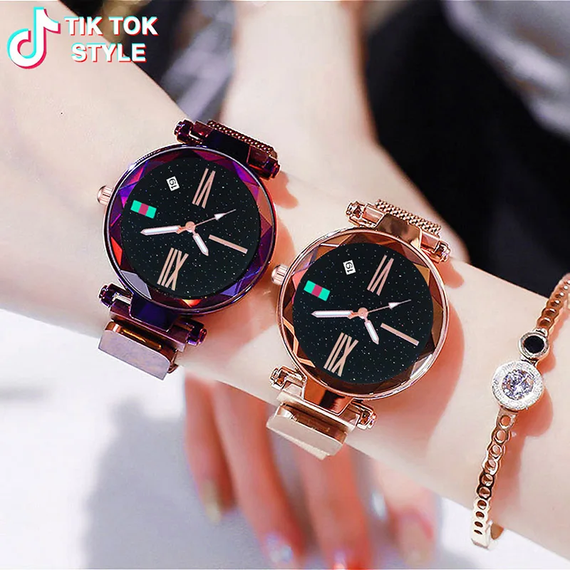 

Luxury Fashion Women Starry Sky Watch 2019 Rose Gold Mesh Magnet Women Watches Free Shipping Zegarek Damski Relogio Feminino