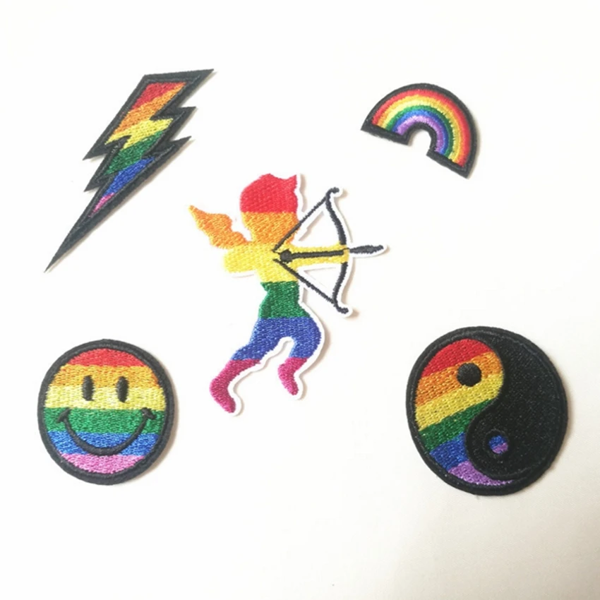 

Gay pride lesbian rainbow flag retro love LGBT applique Iron On Patches for clothing clothes stickers