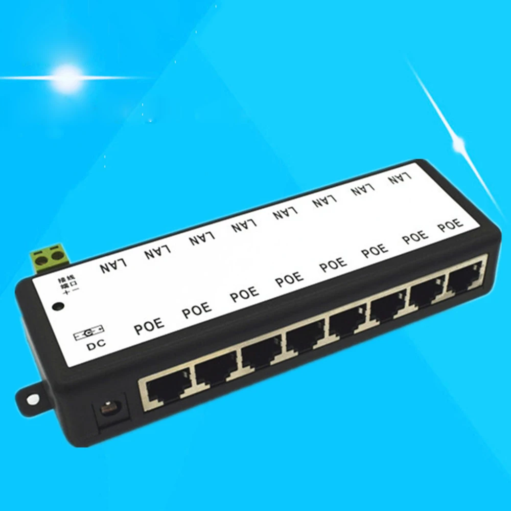 

New Arrival 4Ports 8 Ports POE Injector POE Splitter for CCTV Network POE Camera Power Over Ethernet IEEE802.3af CCTV Cable