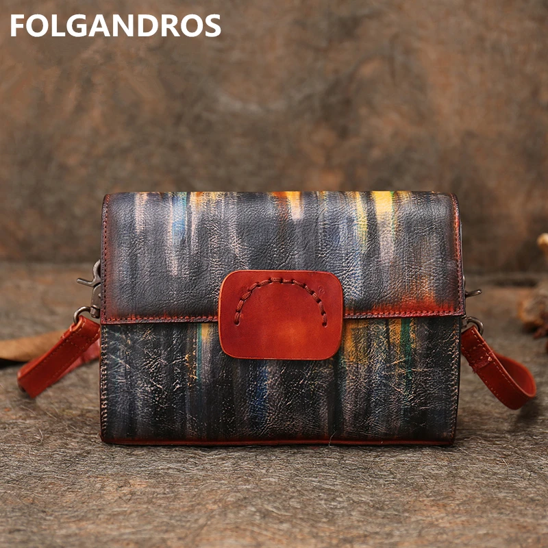 

2018 Original Genuine Leather Messenger Bags Women Vintage Handmade Shoulder Crossbody Bag Retro Small Square Day Clutches Bolsa