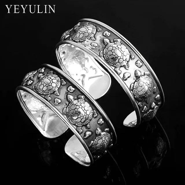 Ethnic Style Gypsy Tribal Vintage Tibetan Silver Color Tortoise Cuff Ethnic Style Gypsy Tribal Vintage Tibetan Silver Color Tortoise Cuff Bracelet Bangle For Women Bohemia