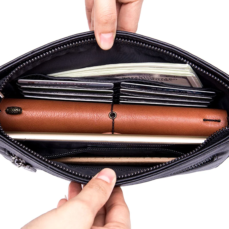 COMFORSKIN Premium Cowhide Leather Knitting Style Men's Day Clutches 2018 New Arrivals Alligator Large Capacity Messenger Bags