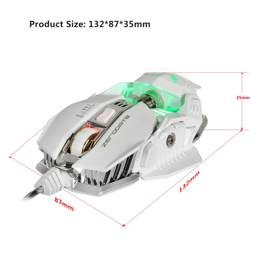  ZERODATE Wired Gaming Mouse Adjustable With LED Light 4000DPI Mice Macro Programming Gamer Mouse Fo