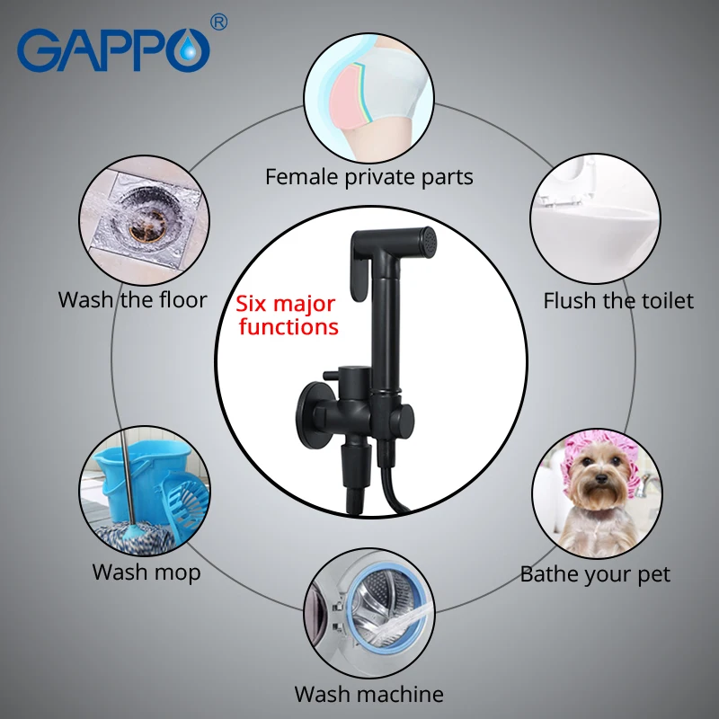 GAPPO Bidets black hygienic shower bidet toilet sprayer muslim shower bathroom bidet faucet wall mount washer mixer taps