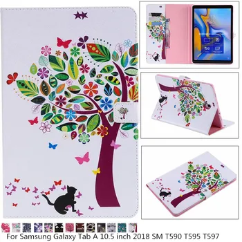 

Cartoon Pattern PU and PC With Card Slot Cover Case For Samsung Galaxy Tab A 10.5 inch 2018 SM T590 T595 T597 Tablet Cover + pen