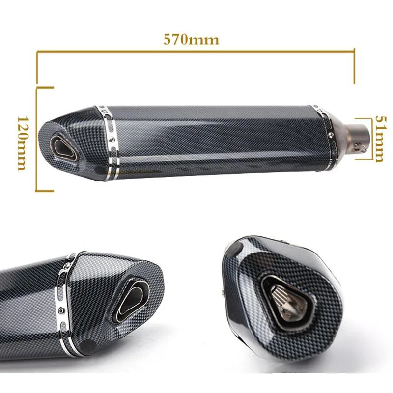 TKOSM motocicleta Yoshimura Escape Universal 51mm longitud 380mm 470mm 570mm Acero inoxidable cara motocicleta Escape silenciador Escape