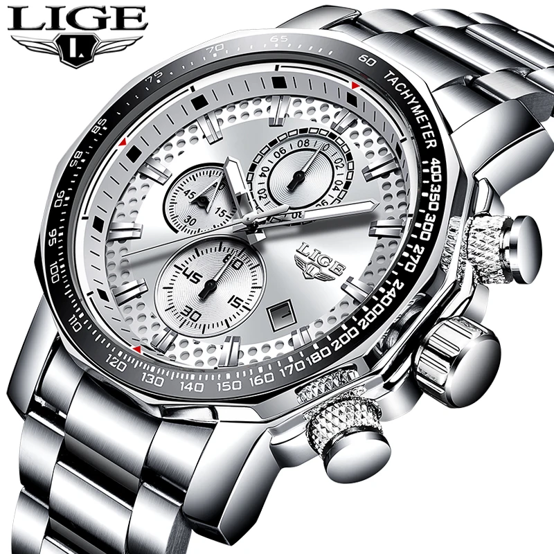 Relogio Masculino 2019 New LIGE Mens Watches Top Brand Luxury Sport Quartz All Steel Male Clock Military Waterproof Chronograph