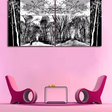 Póster de impresiones de lienzo Vintage con paisaje de Parque Nacional en blanco y negro de la Avenida de Nueva York decoración moderna de fondo de sala de estar para el hogar