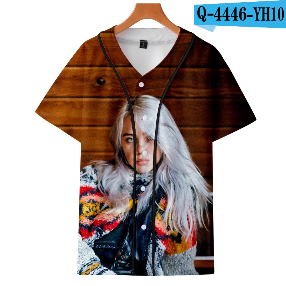 Billie Eilish, 3D принт, бейсбольные футболки для женщин/мужчин, модные летние футболки с коротким рукавом,, уличная одежда, футболки, топы - Цвет: 3D