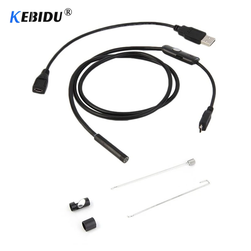 kebidu 7mm Inspection Pipe 1m Endoscope Waterproof Mini USB Camera Snake Tube 720P with 6 LED Borescope For Android Phone PC | Электроника