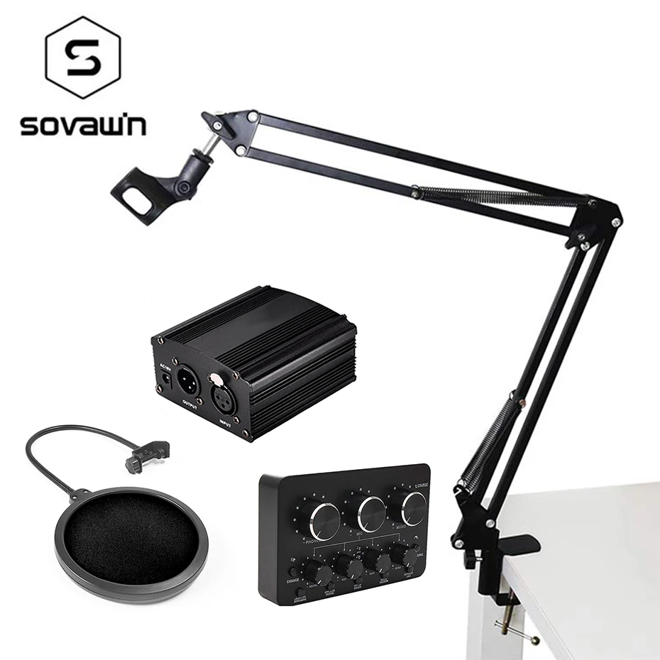 bm 800 Condensador Microphone bm800 Stand Desk Holder Pop Filter Tripod Sound Card for Computer Studio Karaoke Mikrafon Guitar