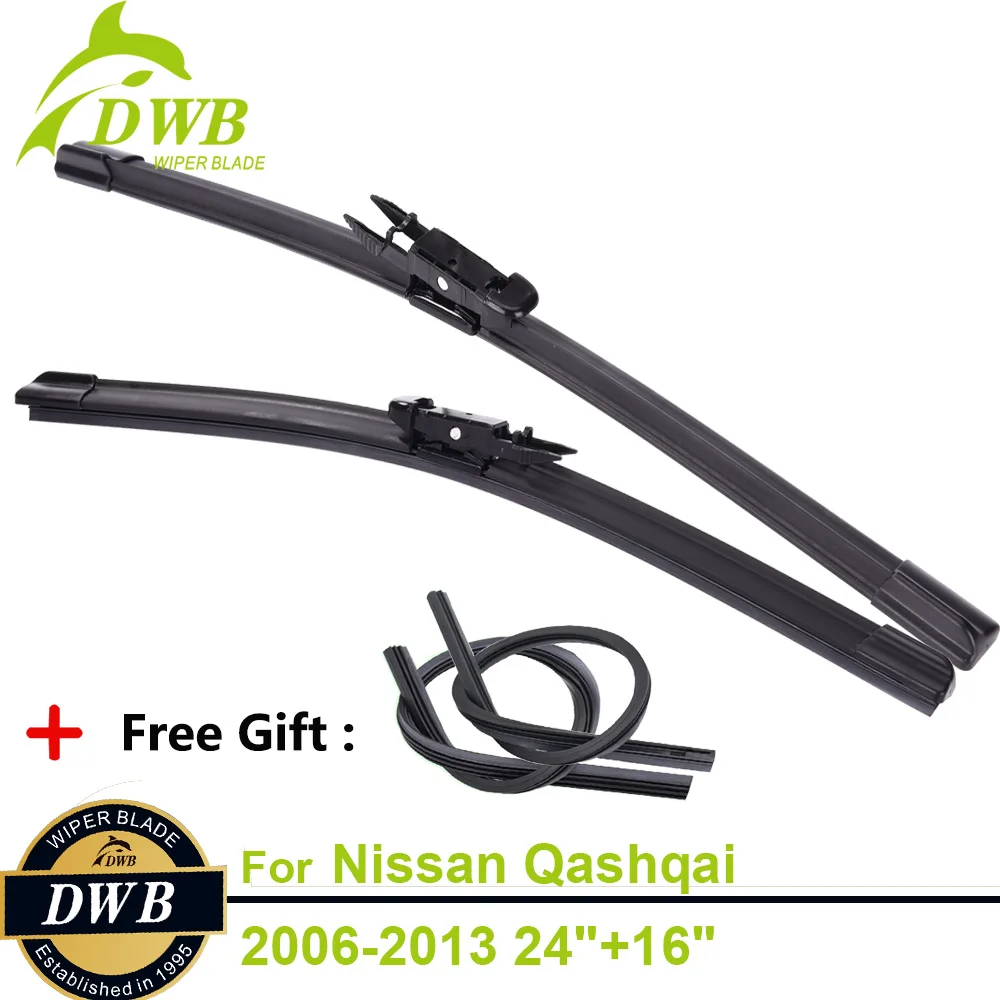 2PCS ECO Wiper Blades for Nissan Qashqai 2006 2013 24"+16", Free 2Pcs