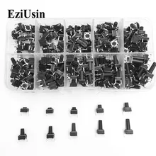 EziUsin 10 models 100pcs 6*6 Tact Switch Tactile Push Button Switch Kit, Height: 4.3MM~13MM DIP 4P micro switch 6×6 Key switch