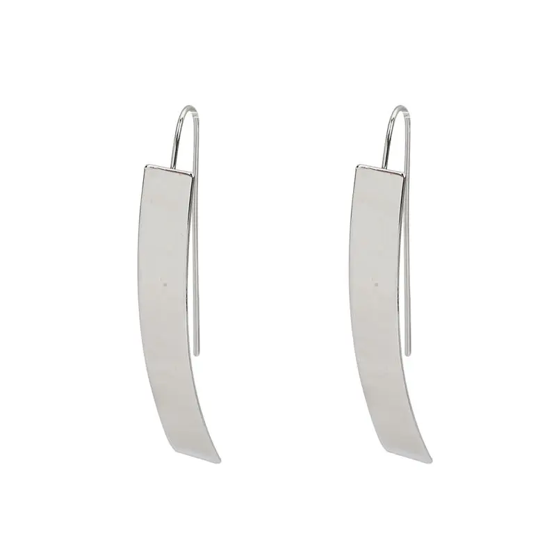 304 Stainless Steel Earrings Smooth Arc Drop Clip Earring 5.1x 0.7cm 1 Pair ear clip earrings,clip earrings,ear clip