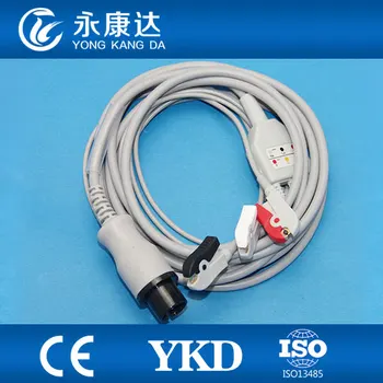 

Generic AAMI 3 Leads Patient Monitor ECG Cable with AHA/Clip 6Pins Plug