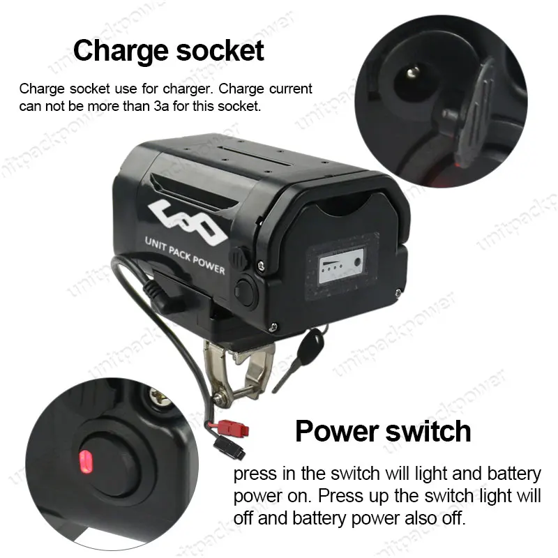 Best UPP Great Quality Rechargeable 36V E-Bike Seat Post Lithium Ion Battery 36V 10.4Ah With 42V 2A Charger for 500W 350W 250W Motor 1
