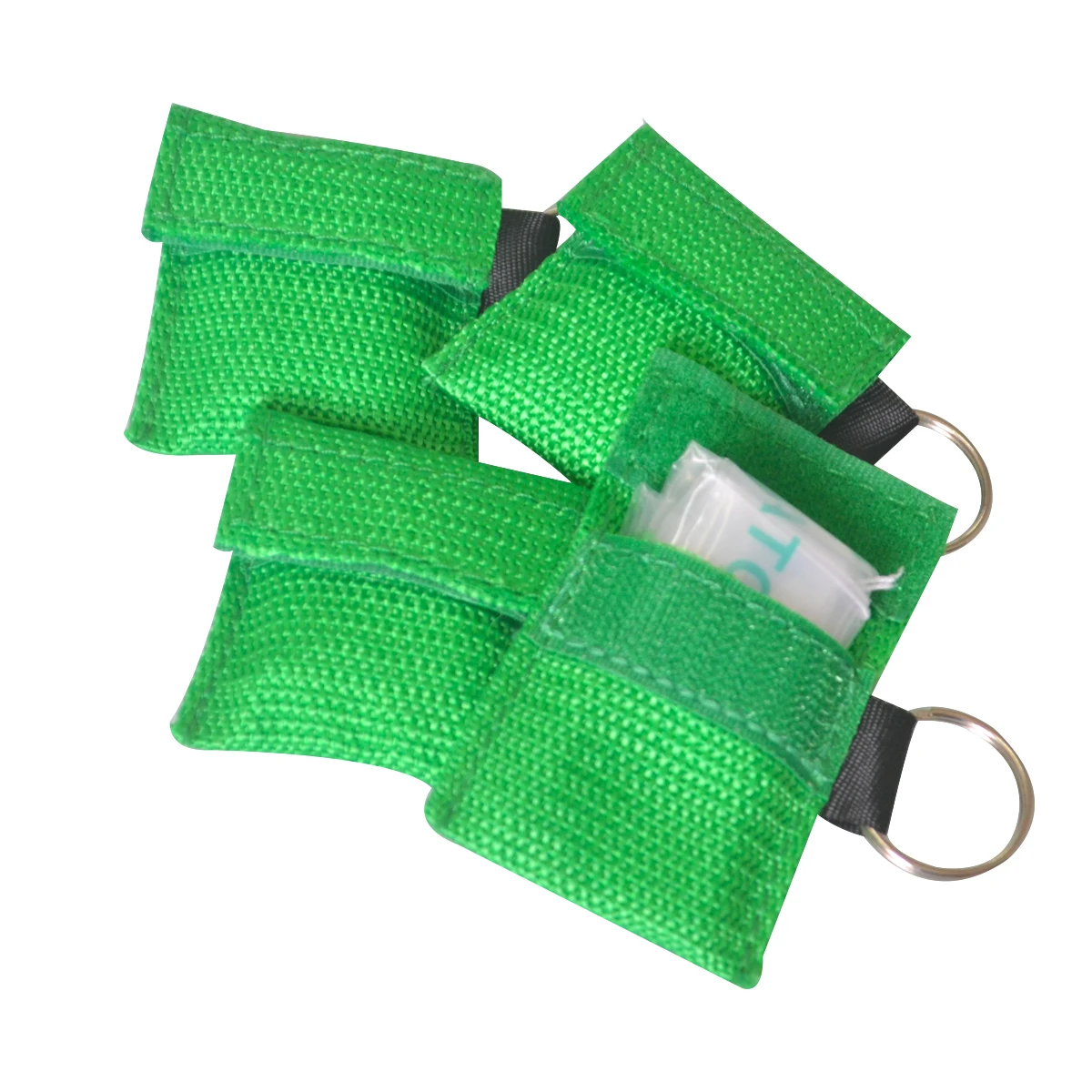 

50pcs CPR Resuscitator Mask With Keychain Green Training Emergency Face Shield Artificial Respiration Barrier Health Care Tool