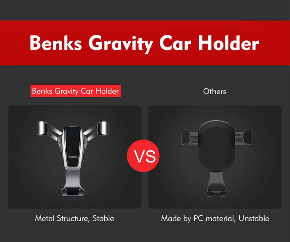 Benks Gravity Car Phone Holder Stand Air Vent Mount Stand For Huawei P20 iphone X 8 7 Samsung S9 GPS Mobile Auto Support Bracket (7)