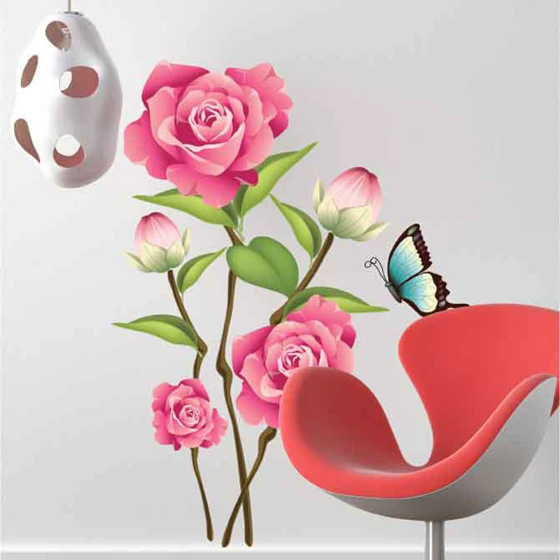 

Romantic Rose Flower 3d Wall Sticker Home Decor PVC Living Room Bedroom Kitchen Wall Decal Furniture Wall Mural