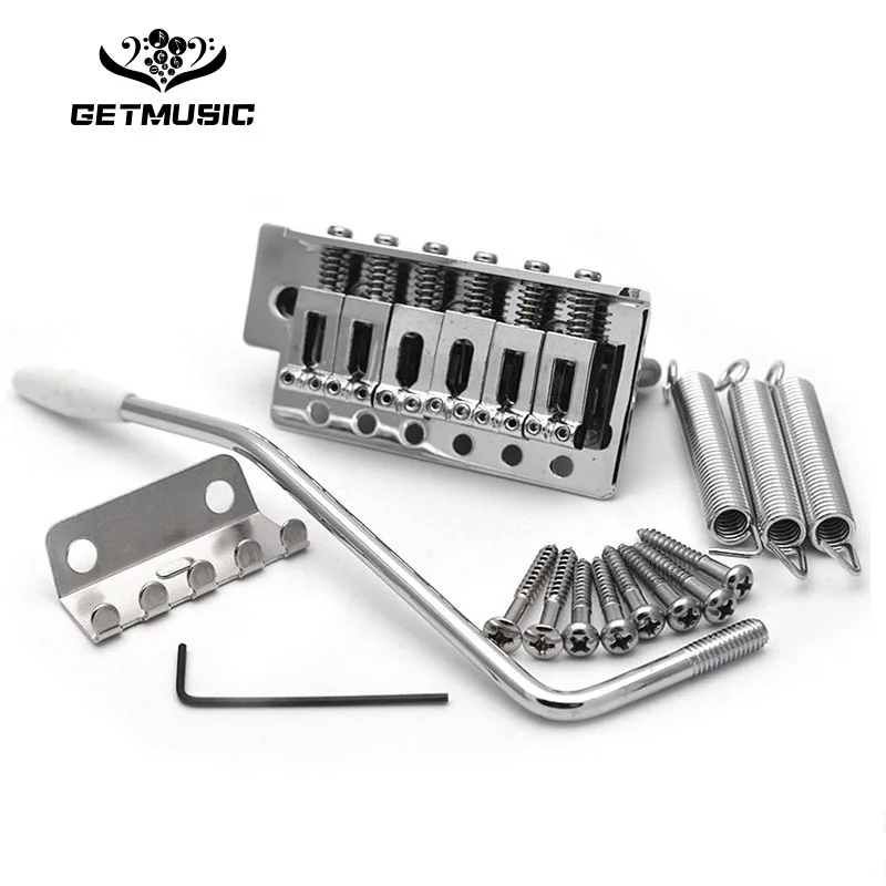 

A Set Right handed 6 String Flat Saddle Single Tremolo Guitar Bridge System for Electric Guitar Black Chrome