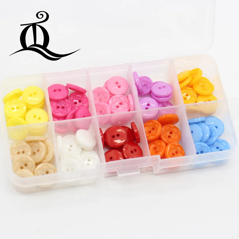 

100pcs 14MM flowers 2 hole shape colors Dyed Plastic cartoons buttons coat boots sewing clothes accessories ,DIY Handmade Crafts