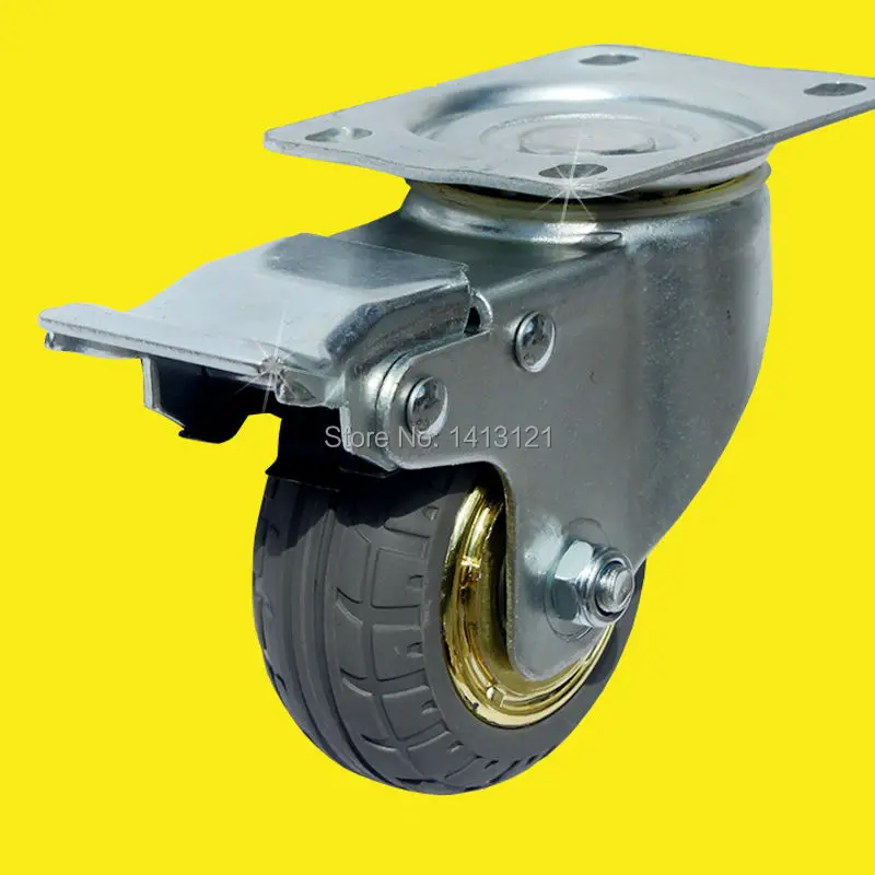 Цельный 75 мм Кастер твердая резиновая шина подшипник колеса тележки ролик Универсальный немой круглый колесо маленькая тележка медицинская кровать колеса
