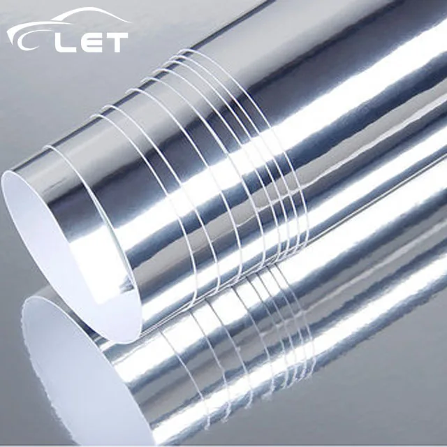 

high stretchable silver Chrome Air Bubble Free Mirror Vinyl Wrap Film Sticker Sheet emblem Car Bike Motor Body Cover