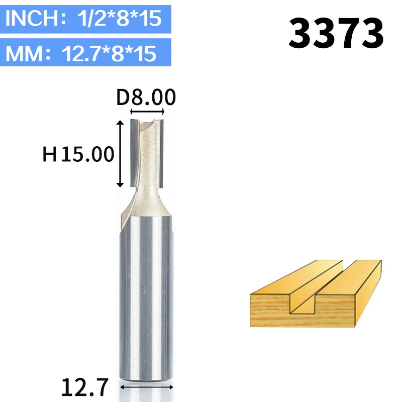 HUHAO 1pcs 1/2"Shank 2 flute straight bit Woodworking Tools Router Bits for Wood Tungsten Carbide endmill milling cutter - Длина режущей кромки: 3373