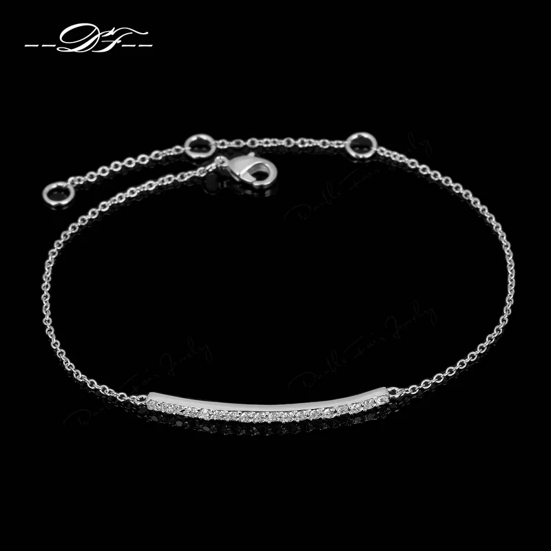 

Double Fair Simple OL Style Hand Chain Bracelets &Bangles Silver Color Silver Color Cubic Zirconia Jewelry For Women DFH127