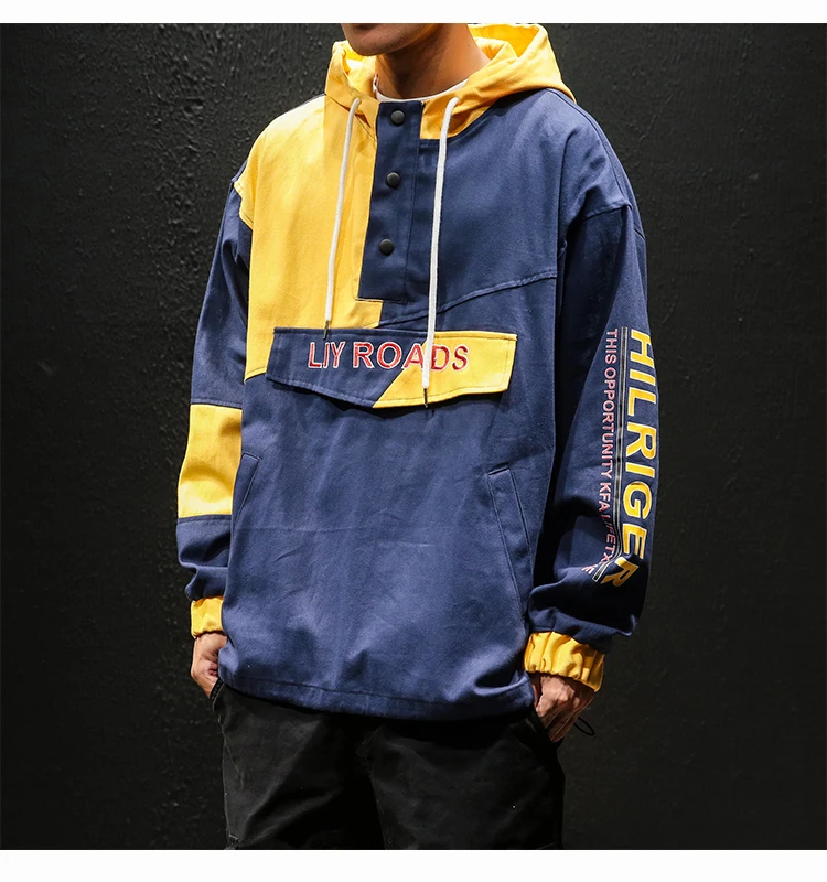 Windbreaker Jacket Men Pullover Hoodie  (1)