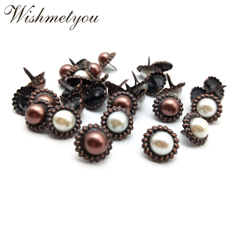 

WISHMETYOU 20pcs 16mm Vintage Flowers Brads For Diy Scrapbooking Embellishment Photo Album Decor Wedding Brads Crafts Findings