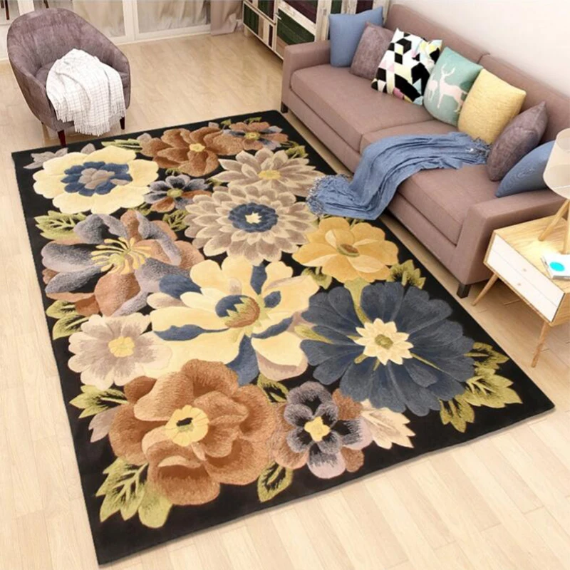 

100% Wool European Modern Carpets For Living Room Customize Large Bedroom Area Rugs alfombras Coffee Table Sofa Floor Rug Mat