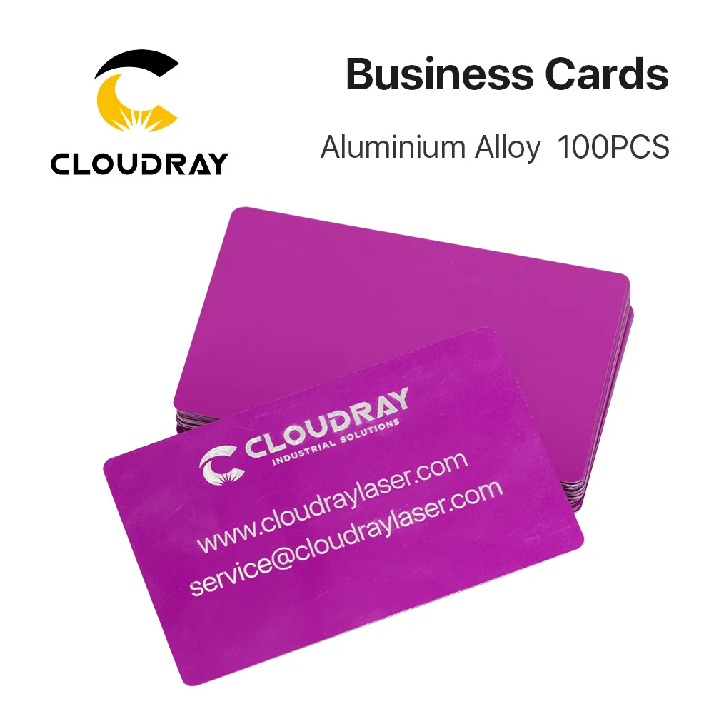 Cloudray 100 개/몫 비즈니스 이름 카드 레이저 마킹 기계에 대 한 여러 가지 빛깔의 알루미늄 합금 금속 시트 테스트 재료