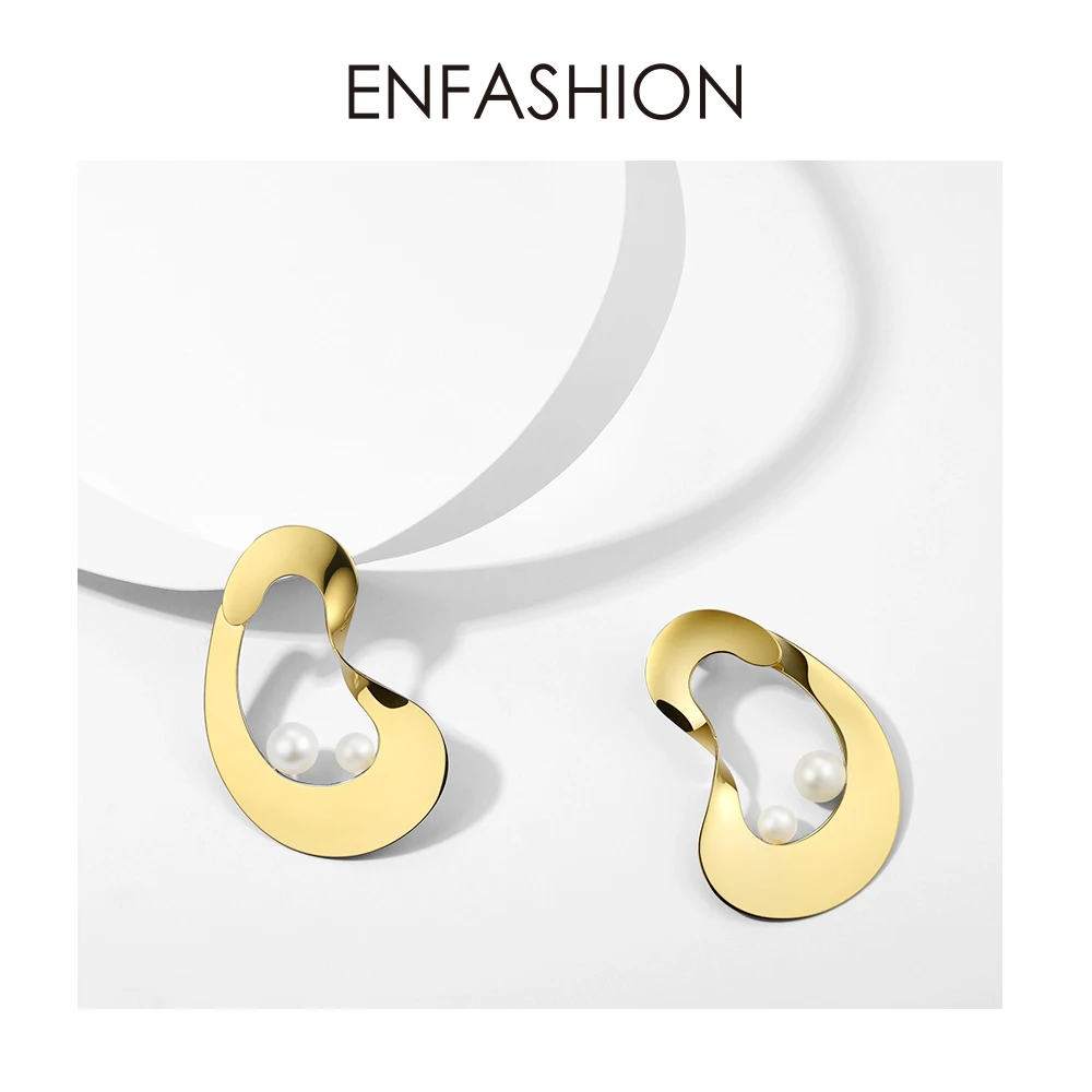 Женские серьги капли Enfashion с геометрическим жемчугом модные ювелирные изделия