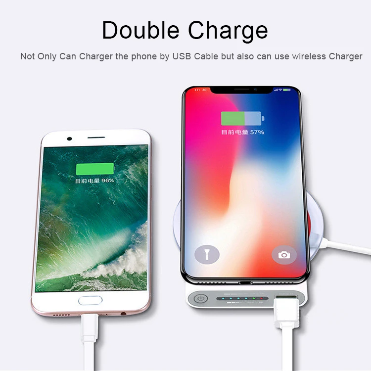 Cena 10000mAh przenośny Bank mocy bezprzewodowa ładowarka qi dla iPhone X 8 Plus Samsung Galaxy S6 S7 S8 S9 Powerbank ładowarka do telefonu komórkowego