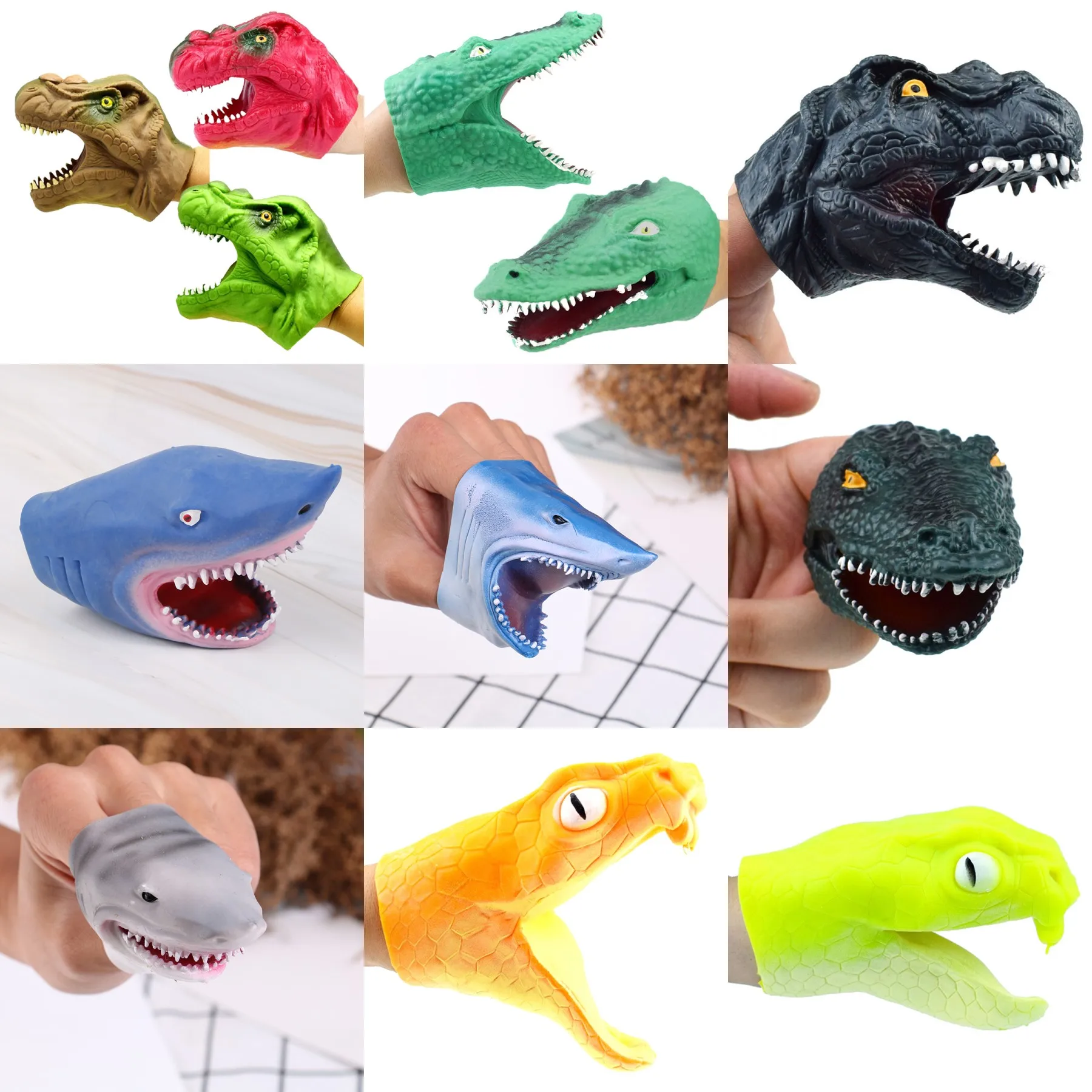 1Pc Cute Shark Animal Hand Puppet Gloves Figure Toy Kid Stories Telling Supplies 