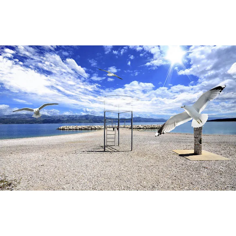 

3D Wallpaper Photo Wallpaper High Quality Sky, White Clouds, Mountain Lake, Sand Stone Wallpaper Mural Painting Living Room